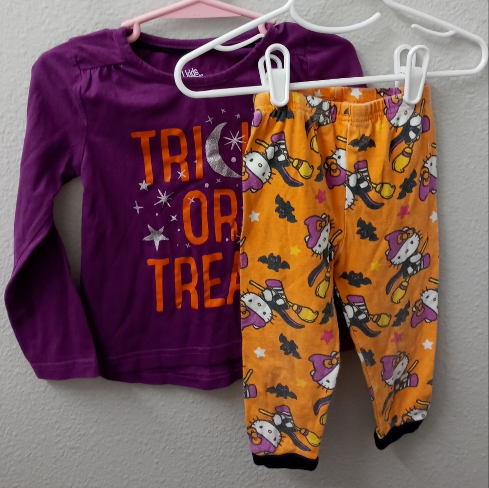Kids Purple and Orange Halloween Pajama Set